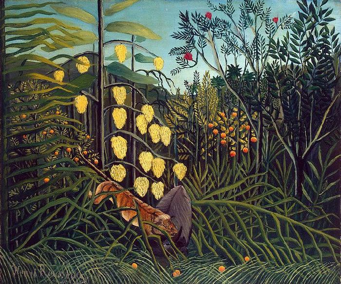 Henri Rousseau Struggle between Tiger and Bull Norge oil painting art